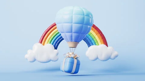 Loop animation of inflatable hot air balloon, 3d rendering. Video stock 283431716
