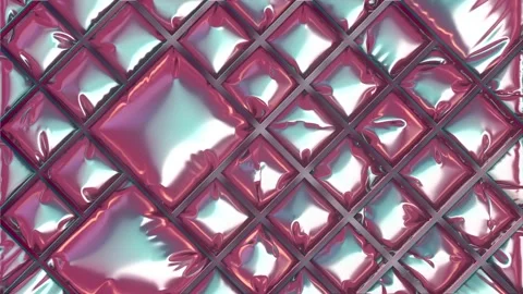 Loop animation of an inflatable pattern of shiny metallized film. 3d rendering Stock Footage 244117316