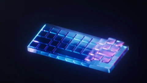 Loop animation of keyboard with dark neon light effect, 3d rendering. Stock Footage 272564890