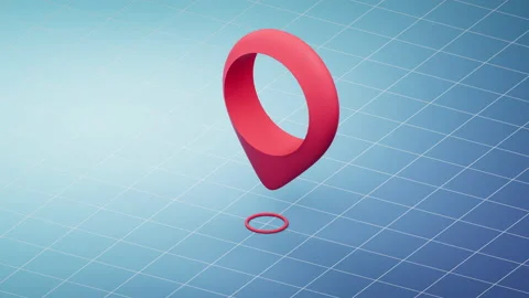 Loop animation of location mark with blue grid background, 3d rendering. Stock Footage 201619543