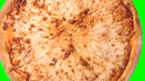 Loop animation of many different pizzas on a green chromakey background Stock Footage 270377215