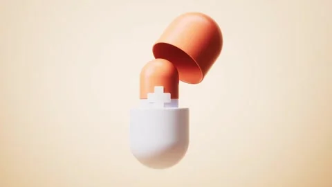 Loop animation of medical capsule with digital medical icon on white background Stock Footage 313560712