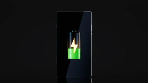 Loop animation of mobile phone and battery, 3d rendering. Stock Footage 224351770