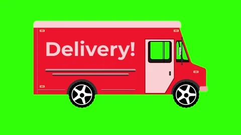 Loop animation of a moving red delivery van on a green screen background Stock Footage 293144861