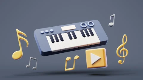 Loop animation of music instruments with cartoon style, 3d rendering. Stock Footage 255029111