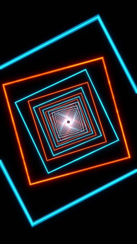 Loop animation, neon colored square shapes, spinning objects. Stock Footage 319990943