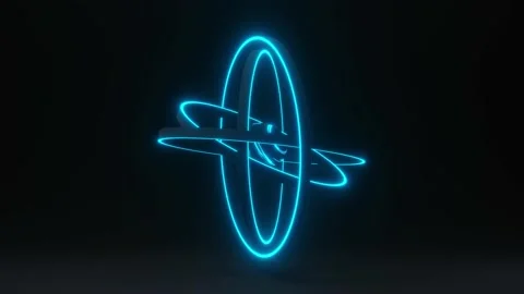 Loop animation of neon rotation sphere with rotation orbits Stock Footage 163740771