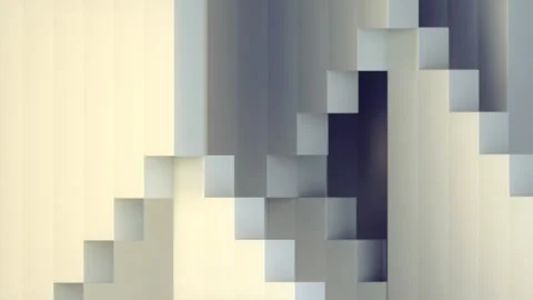 Loop animation with ornament of white volumetric rectangle. 3d rendering 4K Stock Footage 310669488