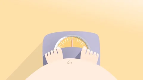 Loop animation of overweight on endlessly spinning scales with copy space Stock Footage 138067759