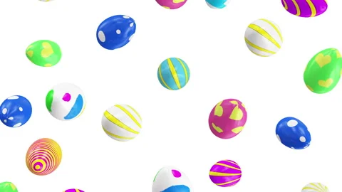 Loop Animation of Painted Easter Eggs Falling with Alpha Matte Stock Footage 123080707