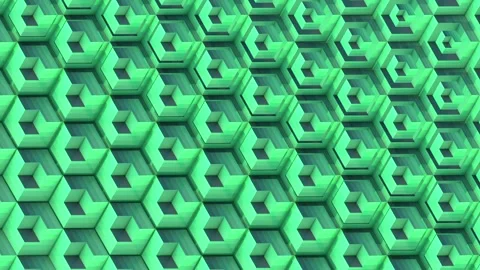 Loop animation of a pattern of changing volumetric hexagons. 3d rendering 4K Stock Footage 307388048