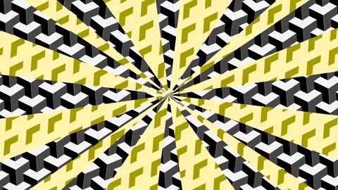 Loop animation of patterns moving in circles with black, white, and yellow .. Stock Footage 333676147