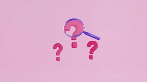Loop animation of question marks and magnifying glass. 3d render Stock Footage 301076793
