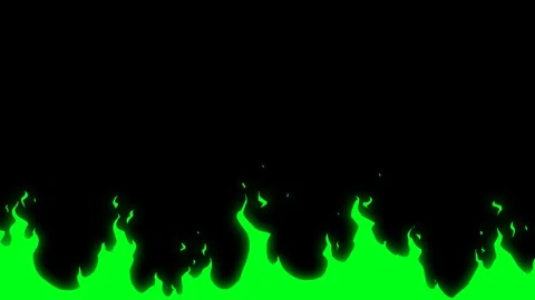 Loop animation. Red and yellow fire on green and green fire on black Video stock 343801147
