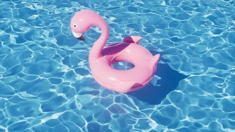 Loop animation of rippled water surface and floating flamingo, 3d rendering. Stock Footage 283429336
