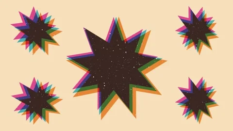 Loop animation with riso print effect. Vintage stars animation element.Vintage d Vídeo Stock 254884125