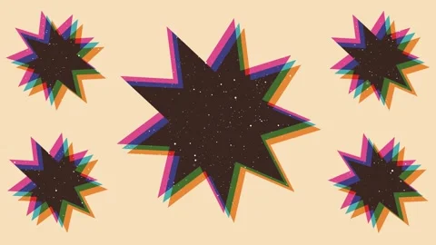 Loop animation with riso print effect. Vintage stars animation element.Vintage d Stock Footage 254884126