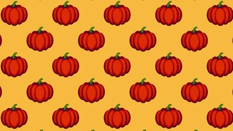 Loop animation of seamless pixel art pattern with pumpkins moving and swaying on Stock Footage 315679954