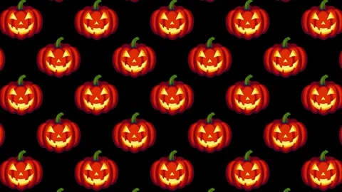 Loop animation of seamless pixel art pattern with laughing glowing Halloween Video stock 316385002