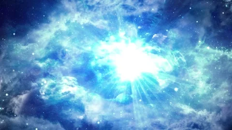 Loop Animation Of Small Particles Stars Moving Travel On A Blue Galaxy in Deep Stock Footage 141562455