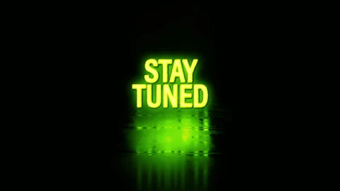 Loop animation Stay Tuned glitch glow neon green text effect Stock Footage 306459284