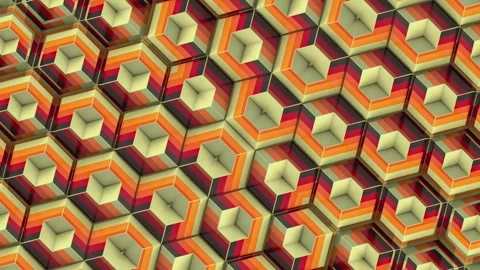 Loop animation with a symmetrical pattern of hexagonal elements. 3d rendering 4K Stock Footage 318591186