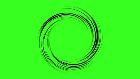 Loop animation technology shows lines and fast spinning circles on a green Stock Footage 251409066