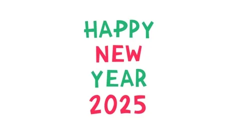 Loop animation with text Happy New Year 2025 on white background Stock Footage 293617565
