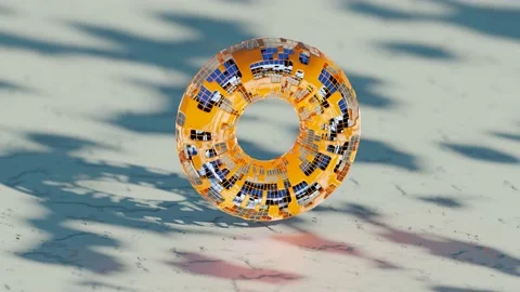 Loop Animation TOR object from several materials, soft focus,  3d Render Stock Footage 172091055