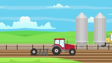 Loop animation of tractor driving at farm 스톡 동영상 237453477