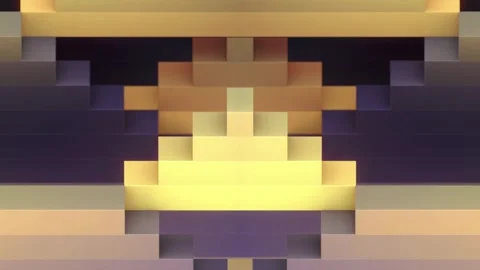 Loop animation using purple and yellow volumetric rectangles. 3d rendering 4K Stock Footage 312673553