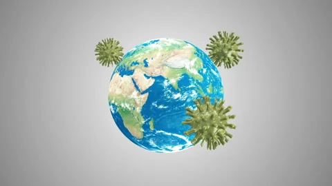 Loop Animation of Virus Cell attacks Planet with Green Screen Stock Footage 126663077