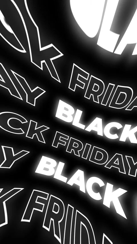 Loop animation with white glow wavy text Black Friday on dark black Stock Footage 348765831