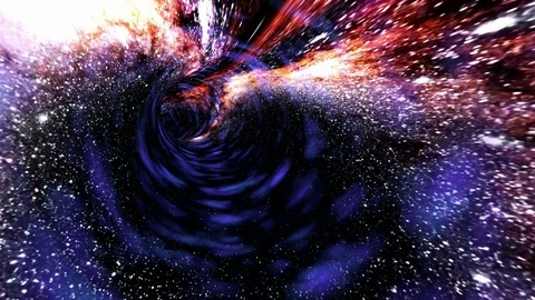 Loop animation with wormhole interstellar travel through a blue force field Stock Footage 76430130