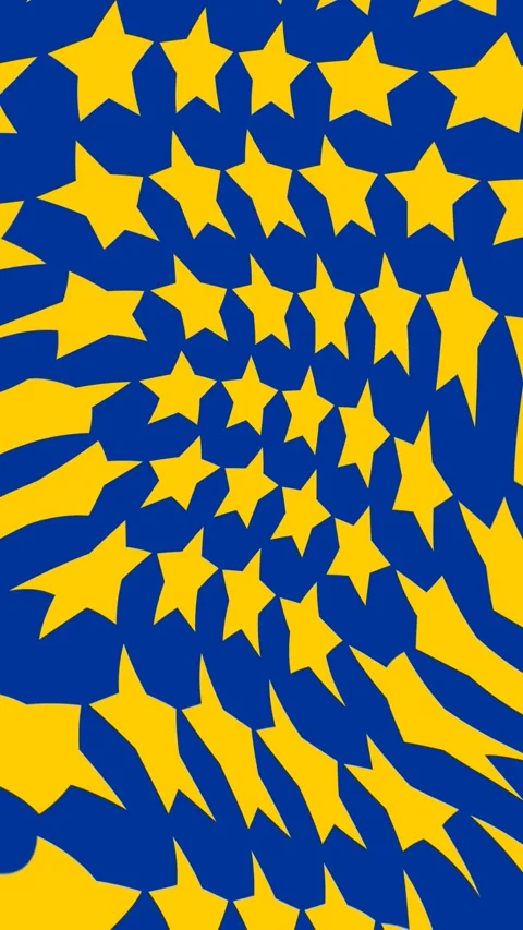 Loop animation with yellow wavy fill stars on blue Stock Footage 303105662