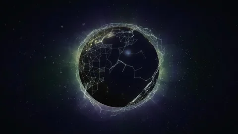 Loop animations. 3D Earth with night lights covered in plexus shapes. Blue Stock Footage 120572014