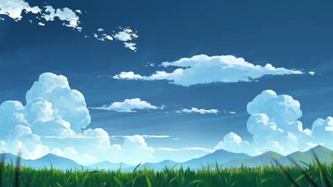 Loop Anime landscape background mountain and clear sky sky scenery animated Stock Footage 321567421