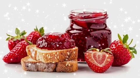 Loop background. Strawberry jam on the bread. Stock Footage 296610851