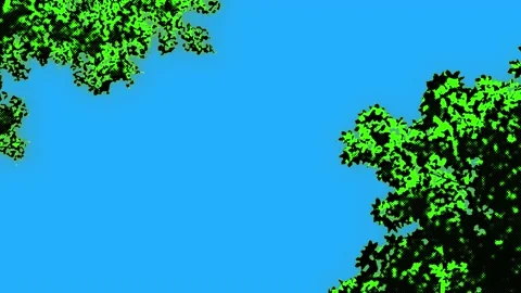 Loop background with summer sky and leaves in comic style Stock Footage 144947735