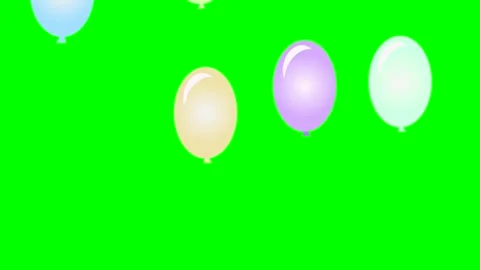 A loop of balloons flying up in a pastel delicate color on a green chromakey Stock Footage 243422349