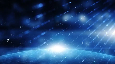Loop binary code data on shiny network with sphere space animation Stock Footage 340589732