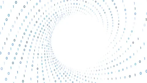 Loop binary numbers tunnel white background Stock Footage 345328658