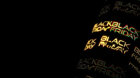 Loop Black Friday 3D tube glitch glittering gold text animation Stock Footage 284929112