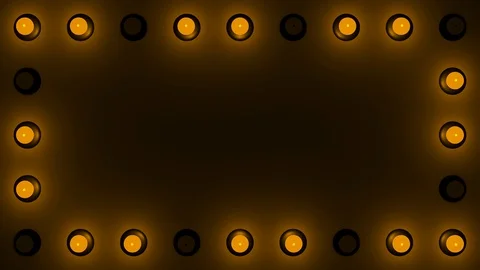 Loop blank retro billboard with electric lamps around the perimeter Stockbeeldmateriaal 114292231