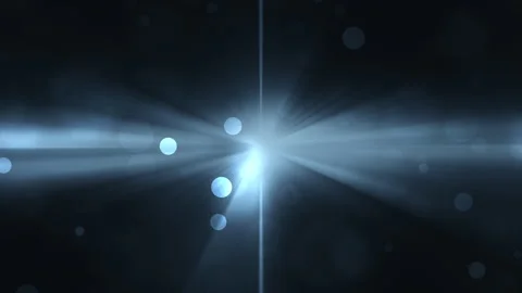 Loop blue bokeh particles with shine rays on black background Stock Footage 312802118