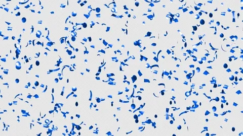  Loop blue confetti falling over Transparent Background. Alpha channel. Stock Footage 278881153