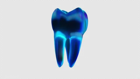 Loop Blue Glowing Tooth Hologram Rotation with Alpha Channel Video stock 320533637