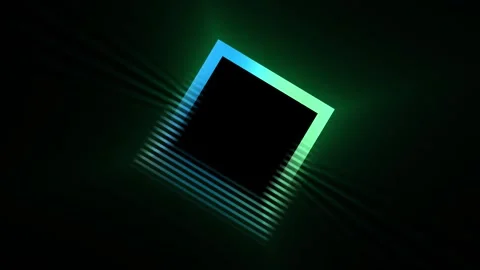 Loop is a blue green glowing square. gradient black background motion animation. Stock Footage 276082370