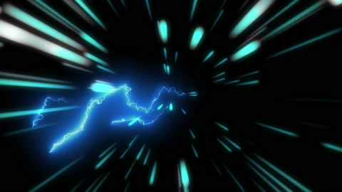 Loop Blue Light Speed lighting like a time travel in thunder cosmic galaxy BG. Stock Footage 172408061