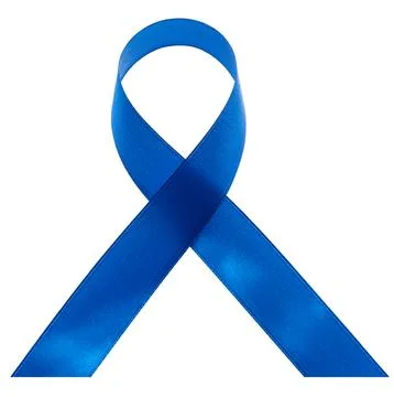Loop of blue silk ribbon isolated on background Foto stock